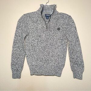 Chaps Boys' Marled 1/4 Zip Mock Neck Pullover Gray Sweater Size S (8)‎